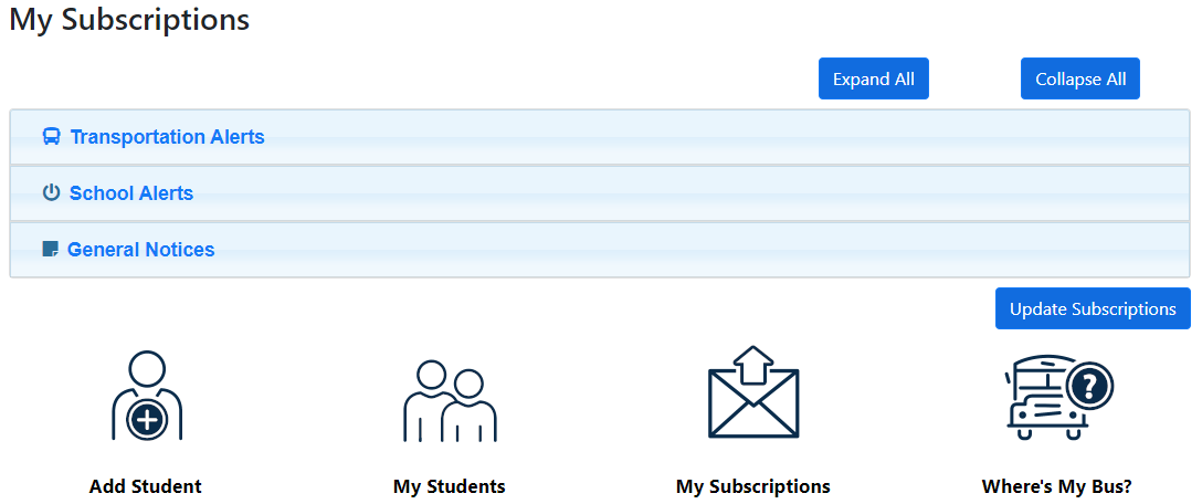 Parent Portal - My Subscriptions