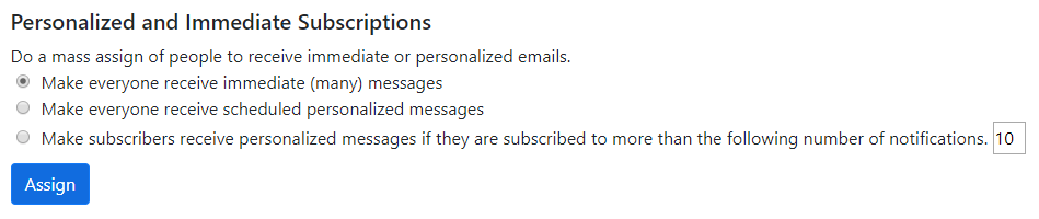 Subscription Settings Utilities - Personalized Immediate Subscriptions